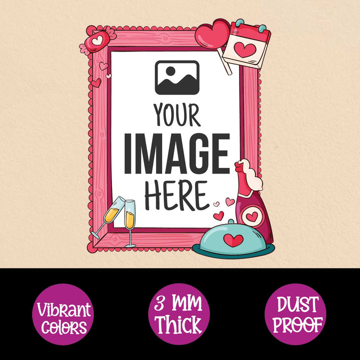 Photo Personalized Wine & Dine Theme Wooden Fridge Magnet For Couples