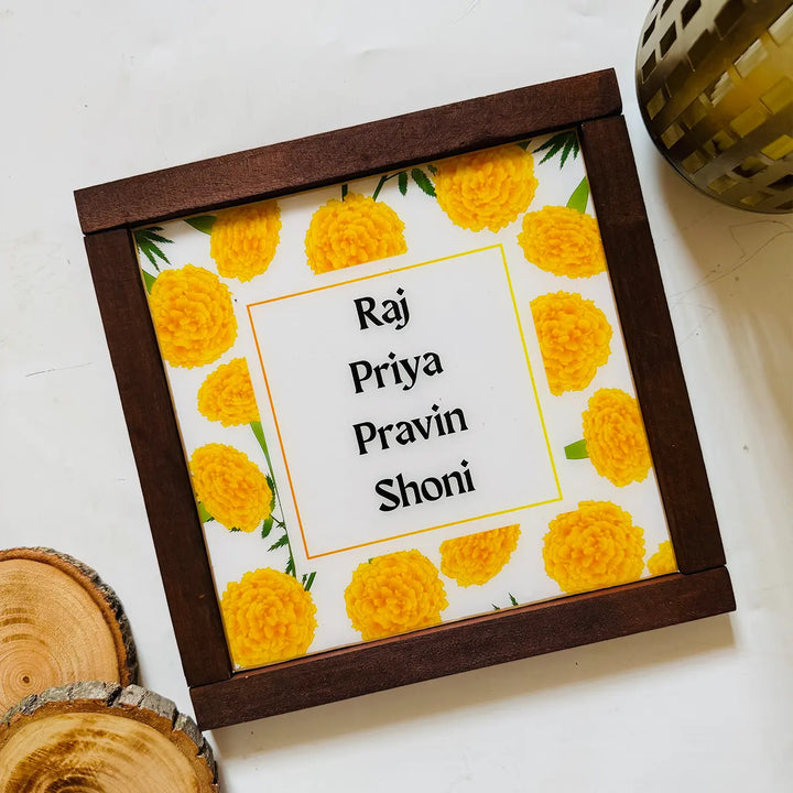 Personalized Marigold Theme Resin Name Plate