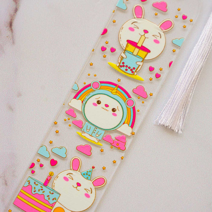 Kitty Theme Handmade Acrylic Bookmark With Tassel For Book Lovers