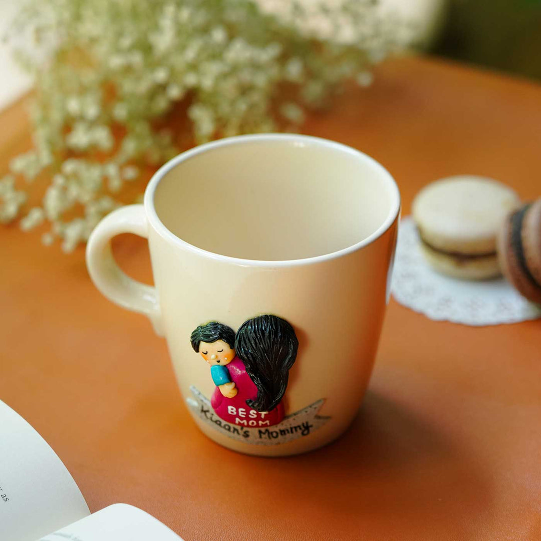 Personalized Hand-Painted Polymer Clay Best Mom Theme Ceramic Mug