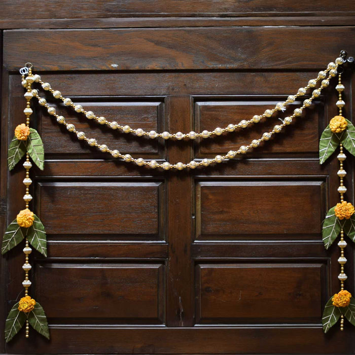 2 Pc | Ashok Shola Latkan Hanging with Marigold & Gold Beads