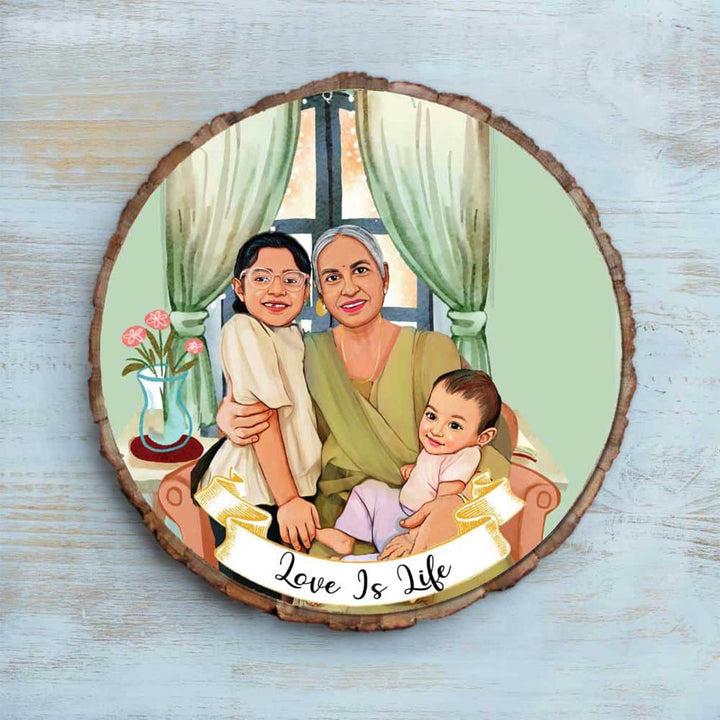 Photo Caricature Bark Nameplate With Stand Copy 2 - Front View with Personalized Illustration