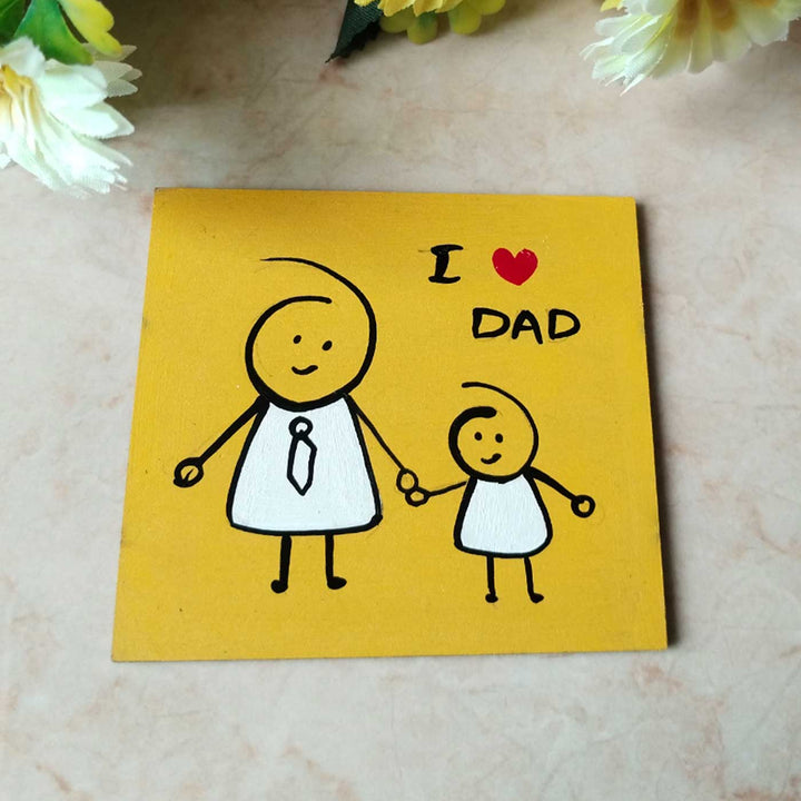 Personalized Cute Doodle Theme MDF Wood Fridge Magnet For Fathers