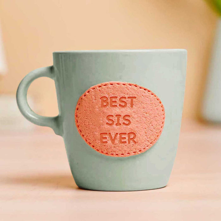 Personalized Hand-Painted Polymer Clay Best Sis Ever Theme Ceramic Mug