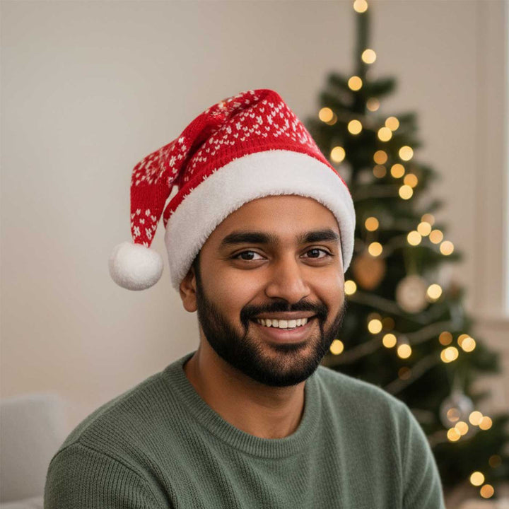 Handmade Classic Knit & Fur Adult Christmas Santa Hat | Xmas Gifting Ideas