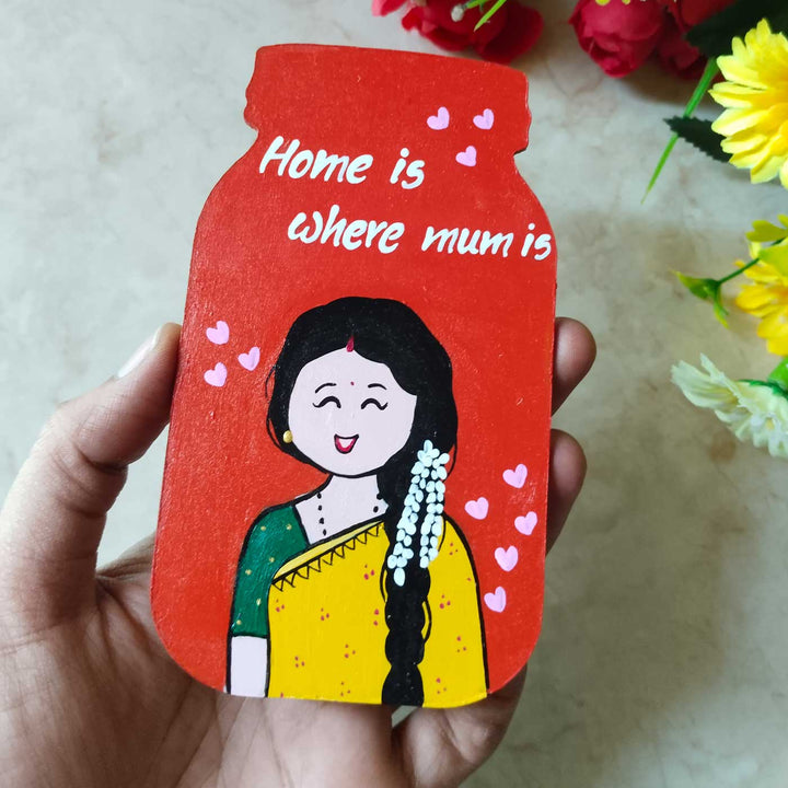 Photo Personalized Red Jar Theme MDF Wood Fridge Magnet For Mothers