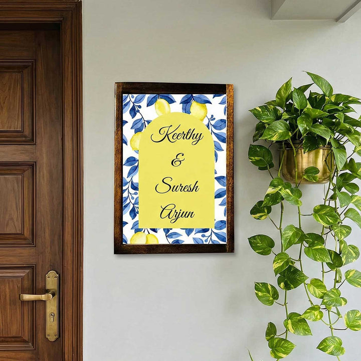 Blooming Lemons Vintage Personalized Resin Wooden Frame Name Plate