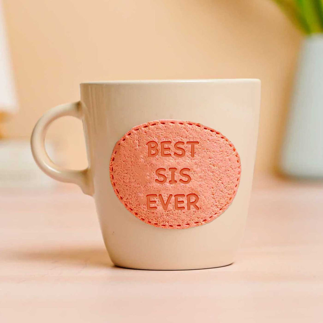 Personalized Hand-Painted Polymer Clay Best Sis Ever Theme Ceramic Mug