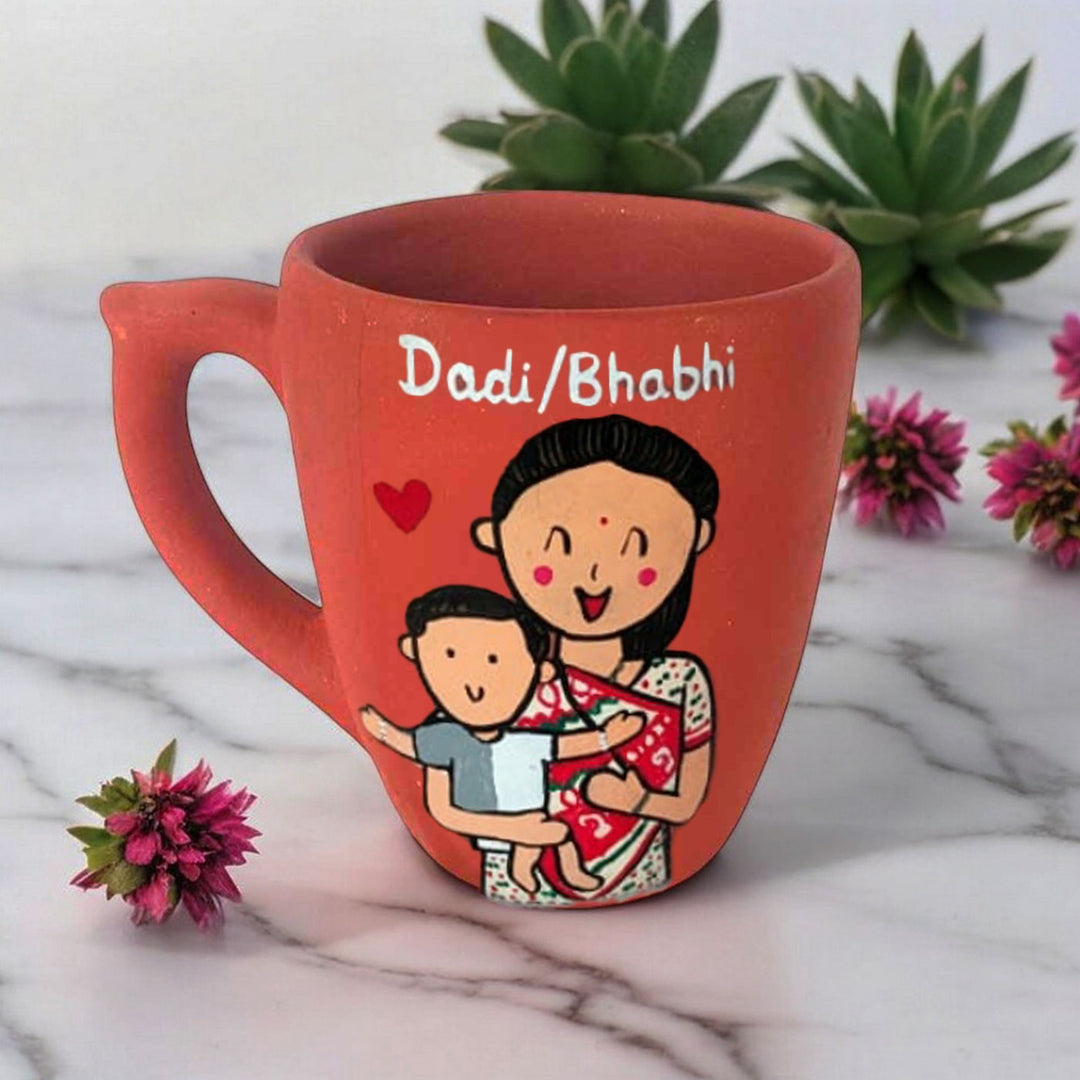 Handpainted Personalised 3D Terracotta Mug with Caricatures
