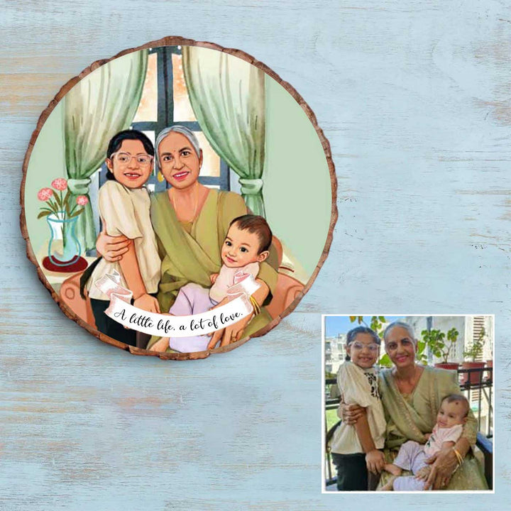 Photo Caricature Bark Nameplate With Stand Copy 2 - Personalized Illustration with Original Photo