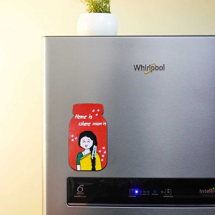 Photo Personalized Red Jar Theme MDF Wood Fridge Magnet For Mothers
