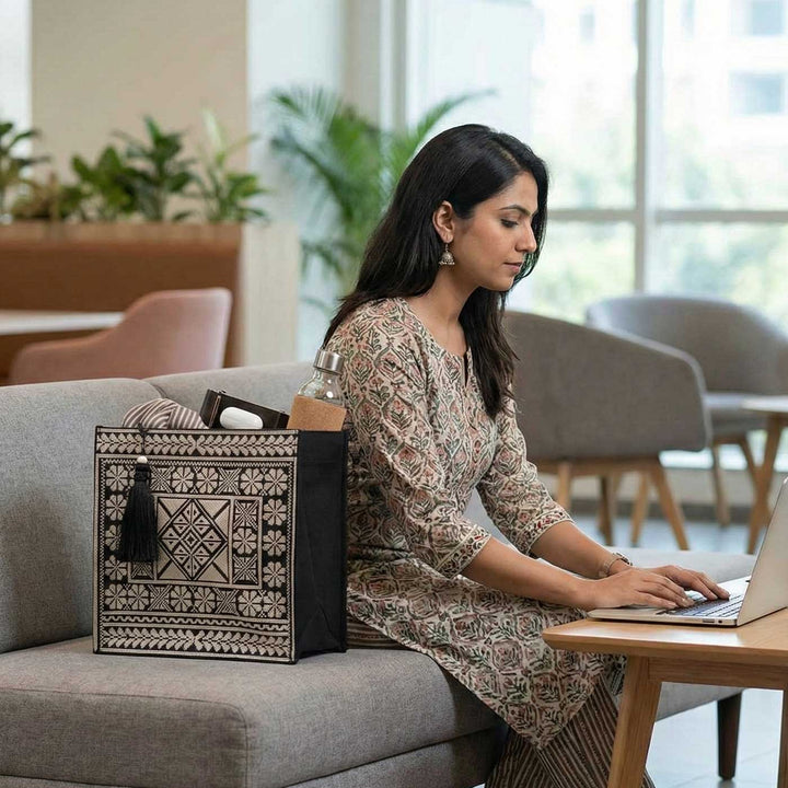 Monochrome Legacy Embroidered Work to Weekend Tote Bag
