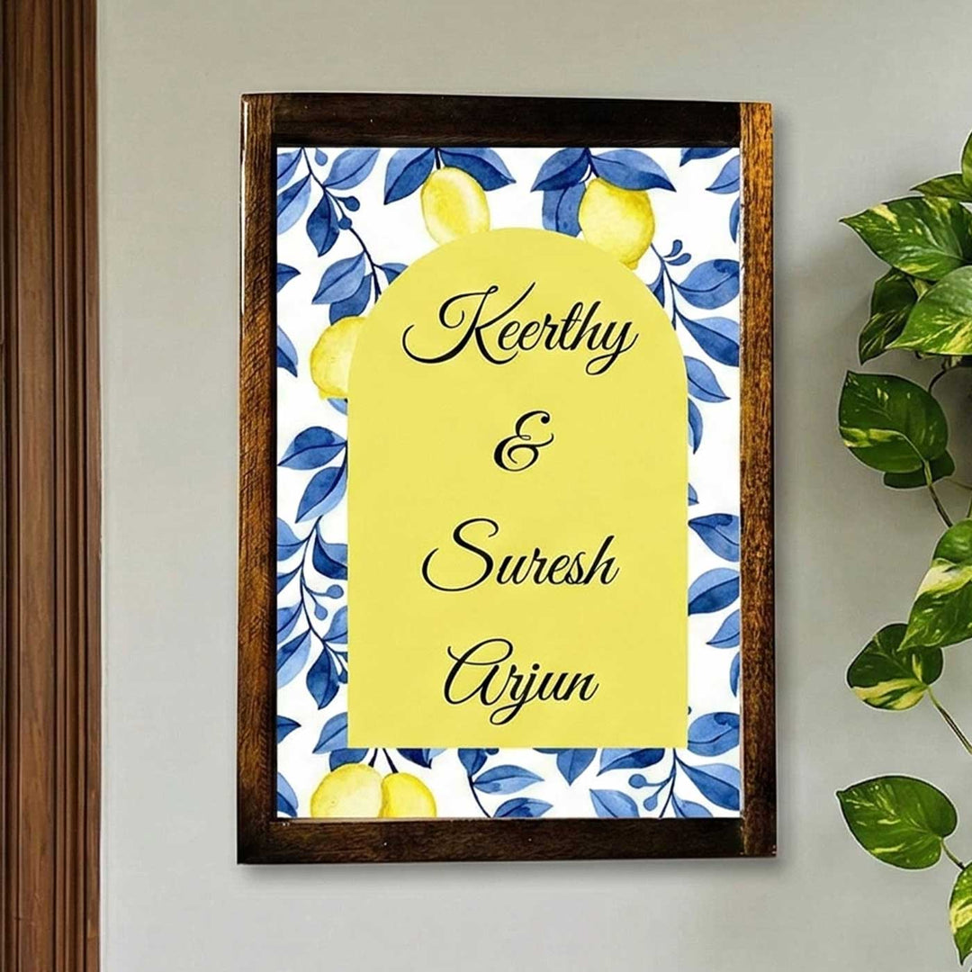 Blooming Lemons Vintage Personalized Resin Wooden Frame Name Plate