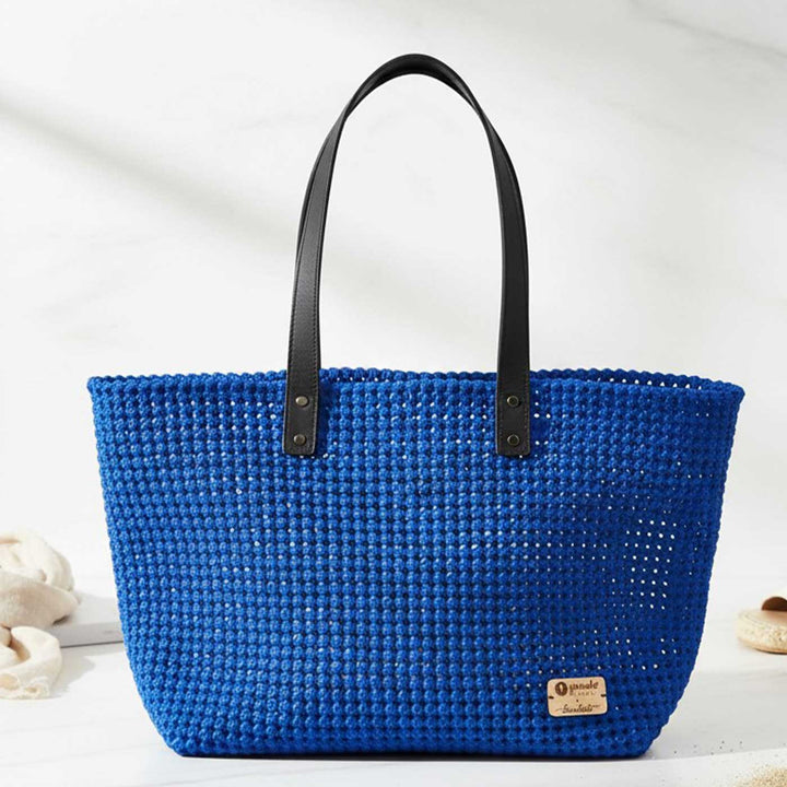 Blue Solid Mukhya Knot Handmade Koodai Beach Bag