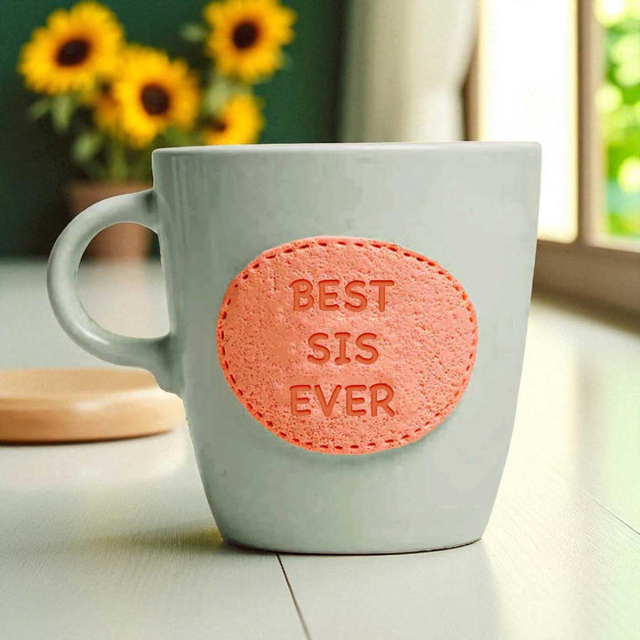 Personalized Hand-Painted Polymer Clay Best Sis Ever Theme Ceramic Mug