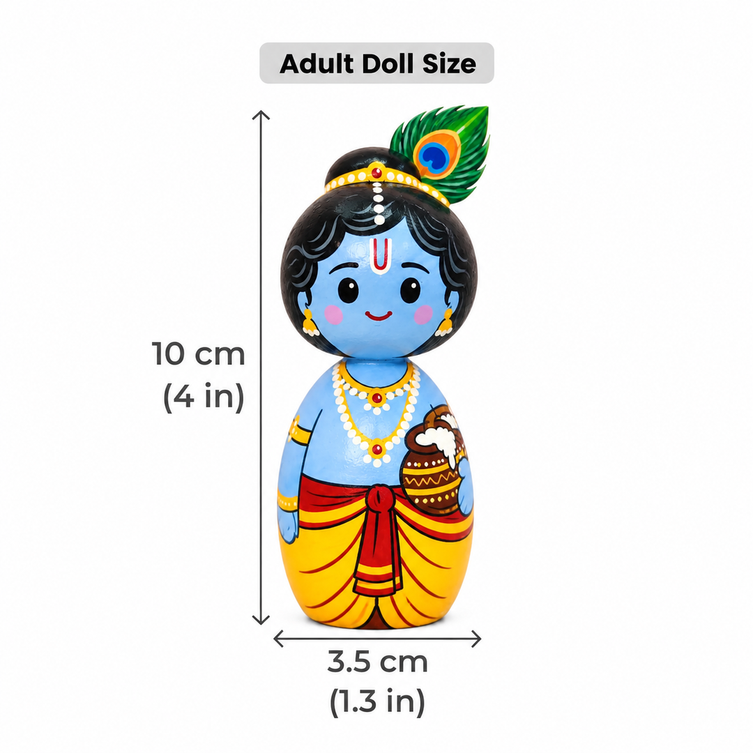 "Krishna" Themed Wooden Doll For Golu/Festive Decor