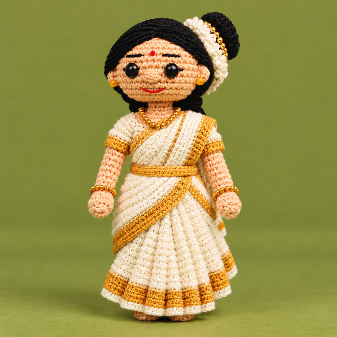 "Mohiniyattam" Themed Crochet Doll For Golu/Festive Decor