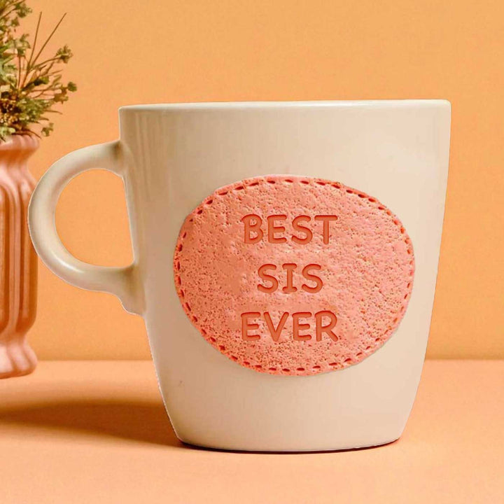 Personalized Hand-Painted Polymer Clay Best Sis Ever Theme Ceramic Mug