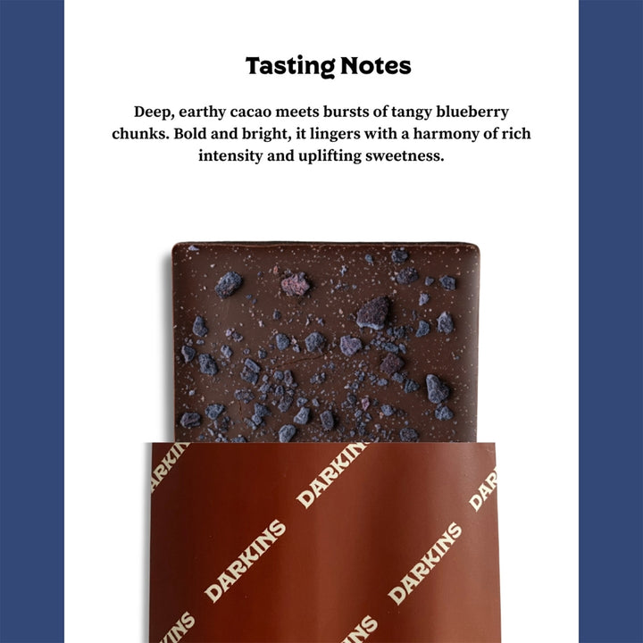70% Dark | Vegan & Gluten Free Chocolate with Blueberries