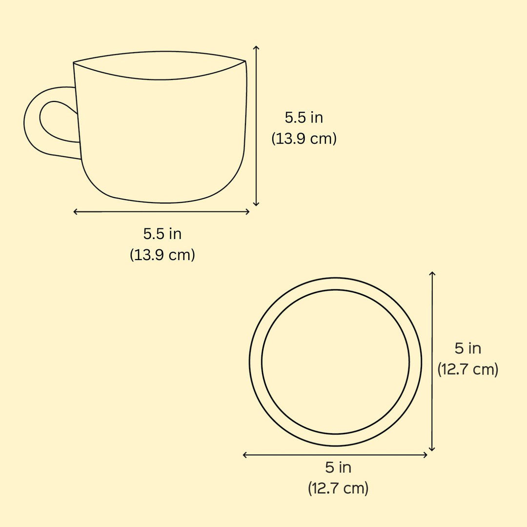 Hand-Painted Tula Ceramic Tea Cups With Saucers