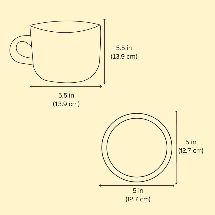 Hand-Painted Tula Ceramic Tea Cups With Saucers