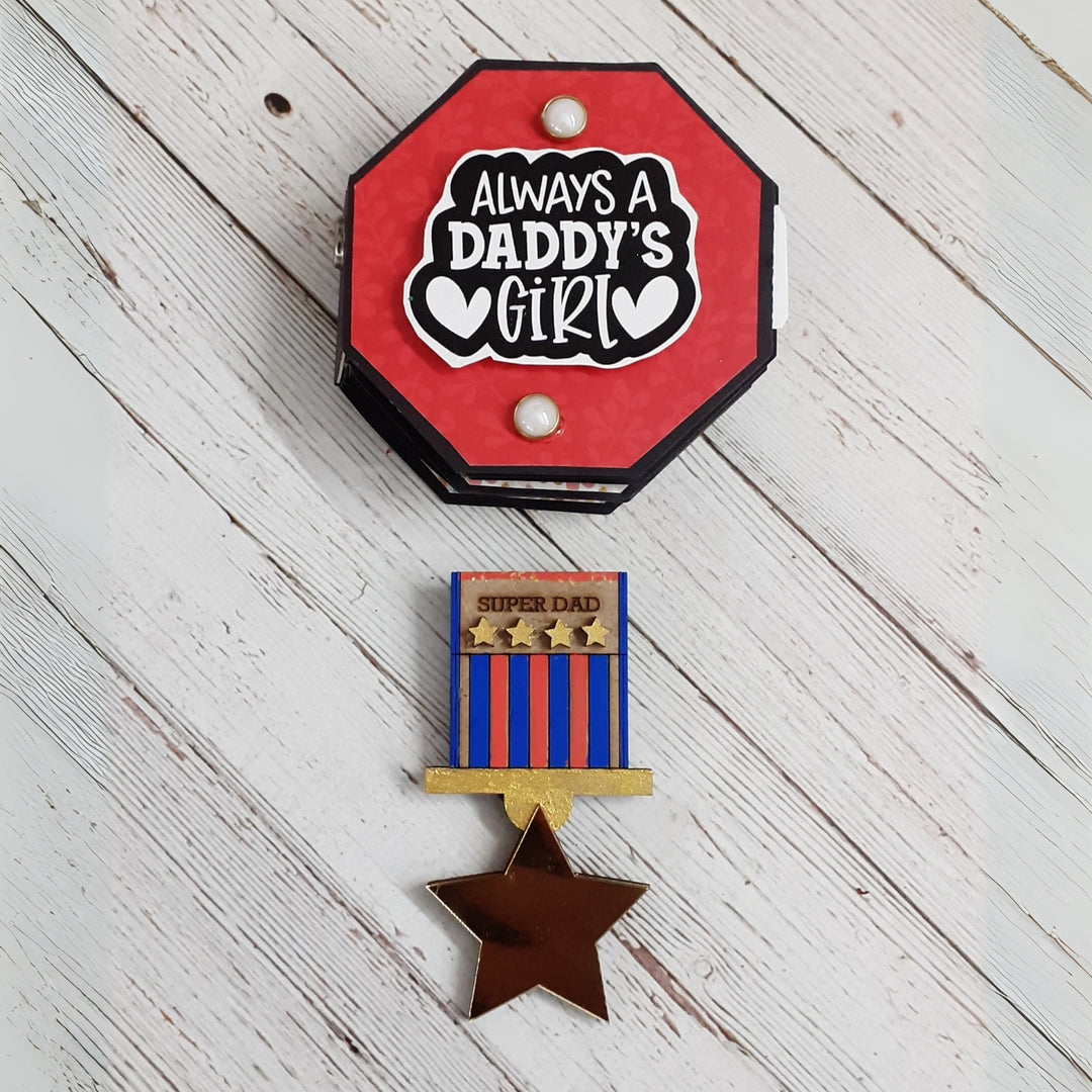 Personalized Handmade Paper Scrapbook And Medal For Fathers