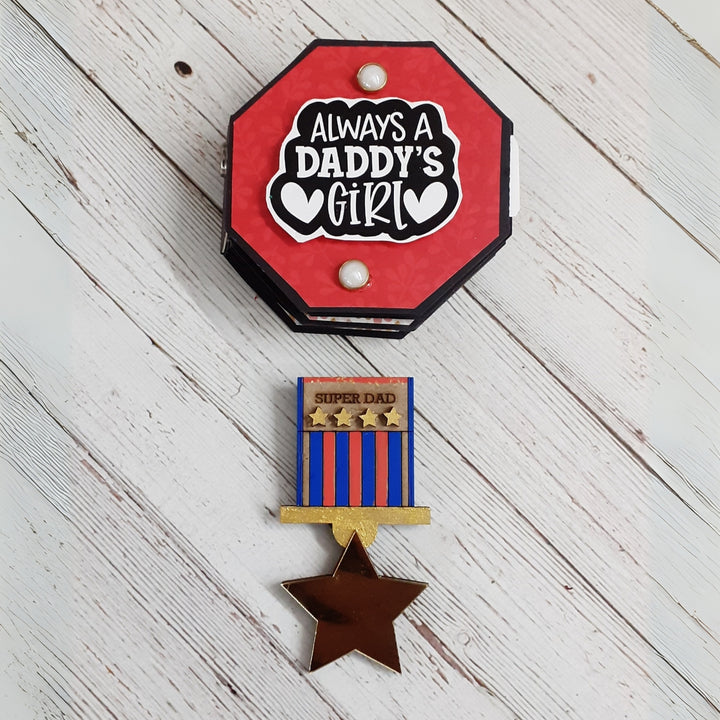 Personalized Handmade Paper Scrapbook And Medal For Fathers