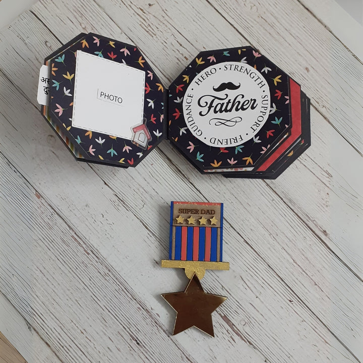 Personalized Handmade Paper Scrapbook And Medal For Fathers