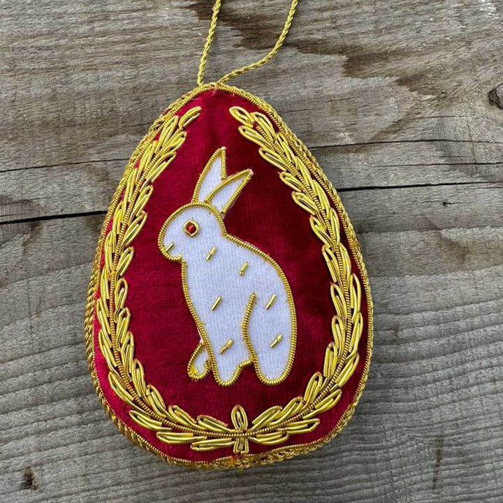 Easter Bunny Cotton Premium Zardozi Ornament