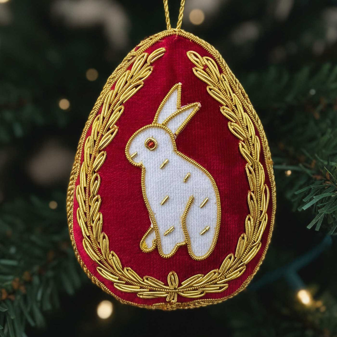 Easter Bunny Cotton Premium Zardozi Ornament