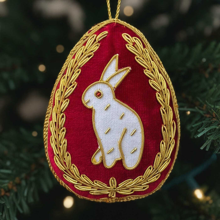 Easter Bunny Cotton Premium Zardozi Ornament