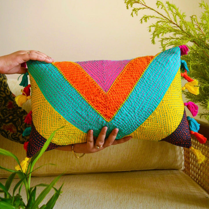 Multicolor Banjaran Kantha Cotton Cushion