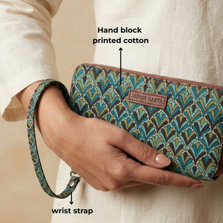 Bageechi Hand Block Printed Wrist Clutch