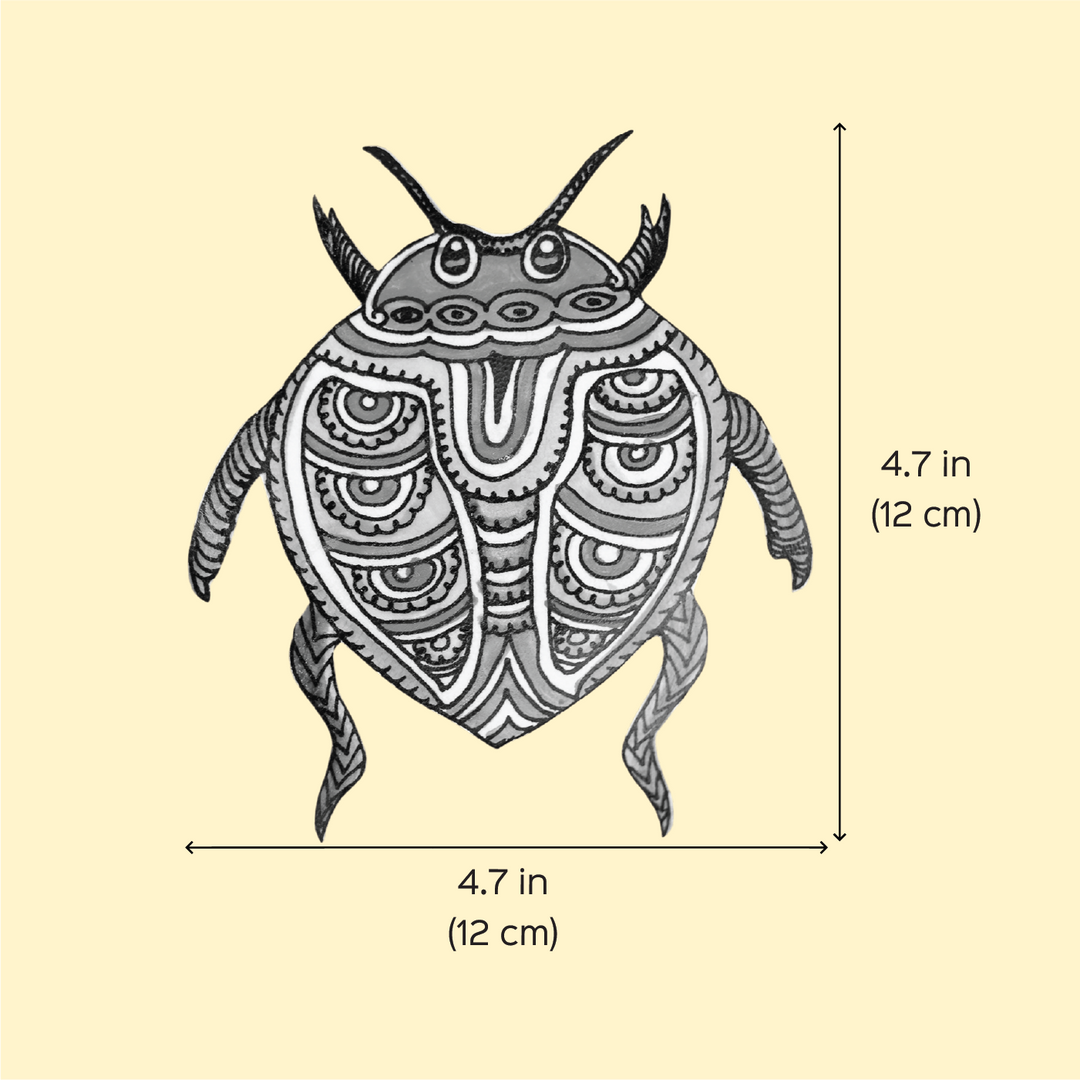 Hand-Painted Orange Beetle Tholu Bommalata Fridge Magnet