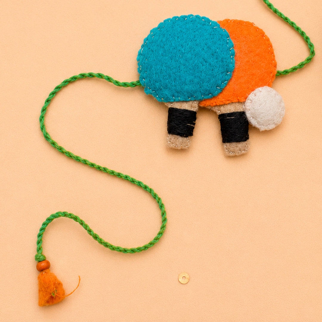 Hand Embroidered Table Tennis Racket Rakhi With Magnet For Brother