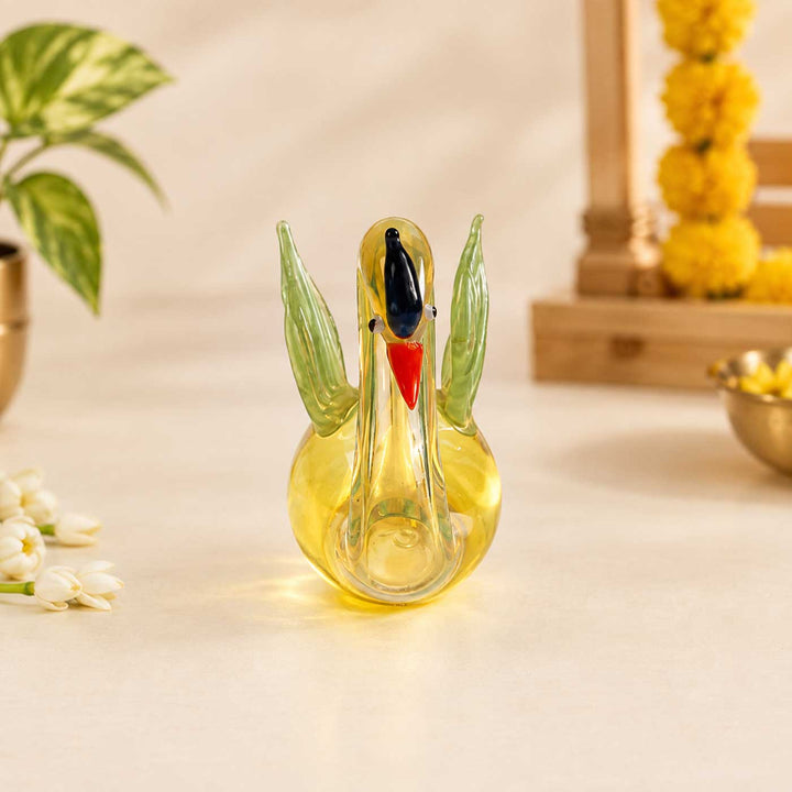 Set of 3 | Handmade Blown Glass Assorted Winged Swan Miniature Figurine For Decor