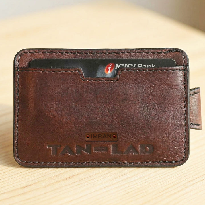 Personalized Brown Kai Leather Card Holder