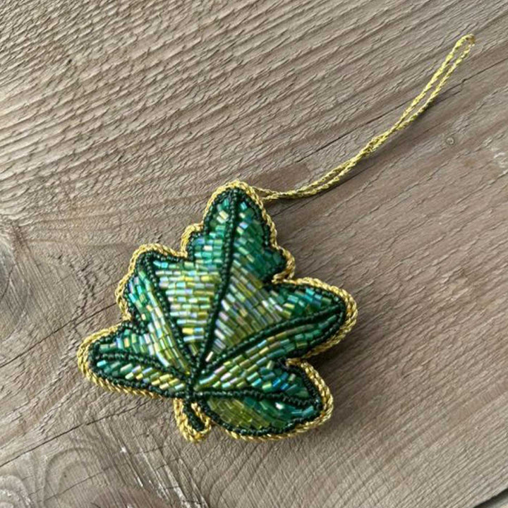 Green Leaf Cotton Premium Zardozi Ornament