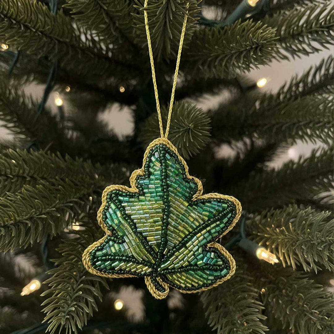 Green Leaf Cotton Premium Zardozi Ornament