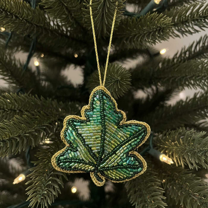 Green Leaf Cotton Premium Zardozi Ornament