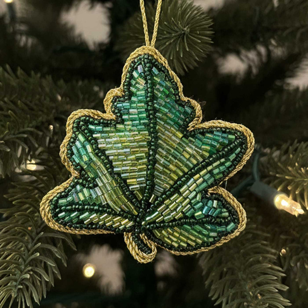 Green Leaf Cotton Premium Zardozi Ornament