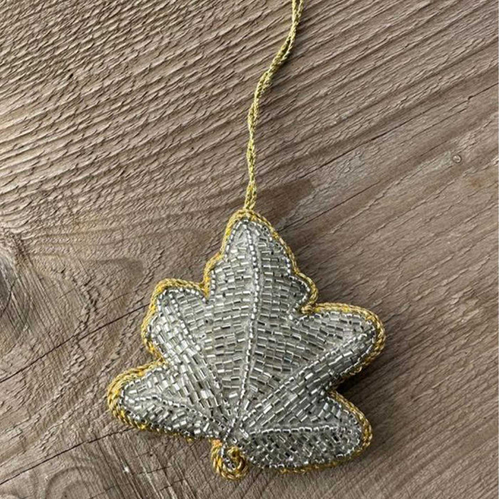 White Leaf Cotton Premium Zardozi Ornament