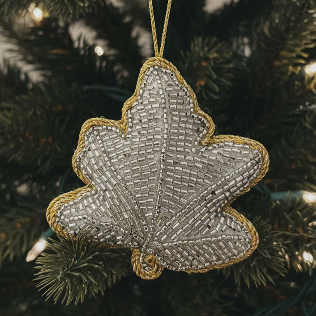 White Leaf Cotton Premium Zardozi Ornament