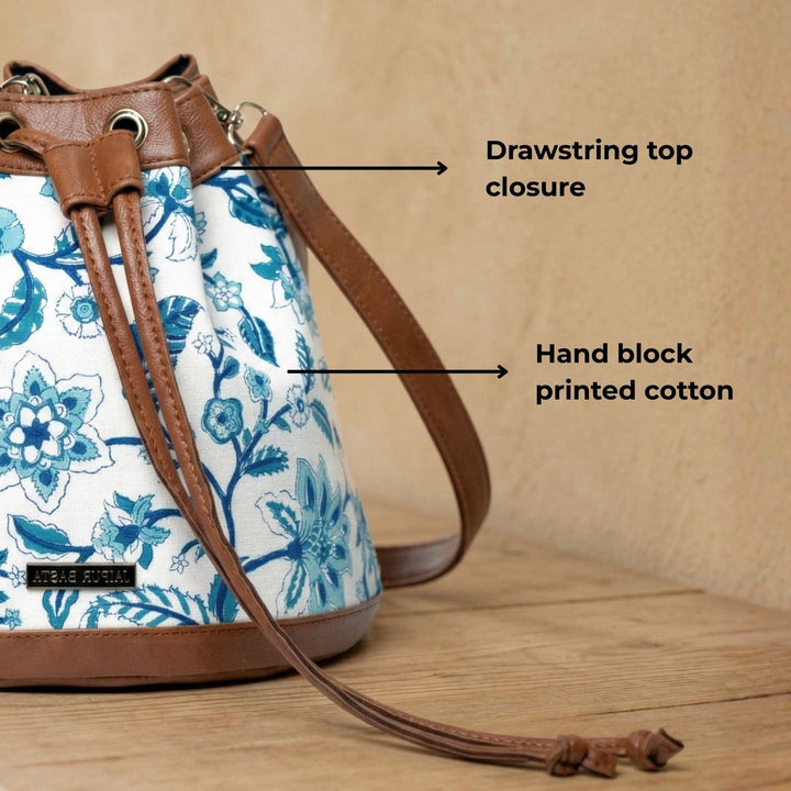 Bageechi Hand Block Printed Bucket Handbag