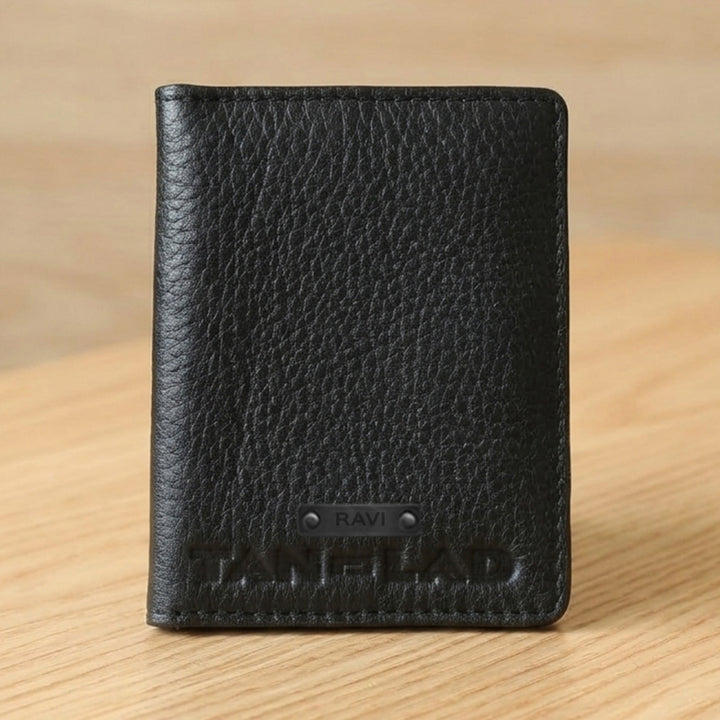 Personalized Black Rex Leather Card Holder