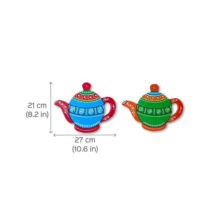 Handpainted Wooden Teapot Wall Hanging for Kitchen