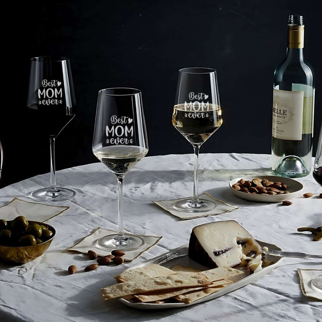 Engraved  Best Mom Ever Theme Wine Glass | 435 ml