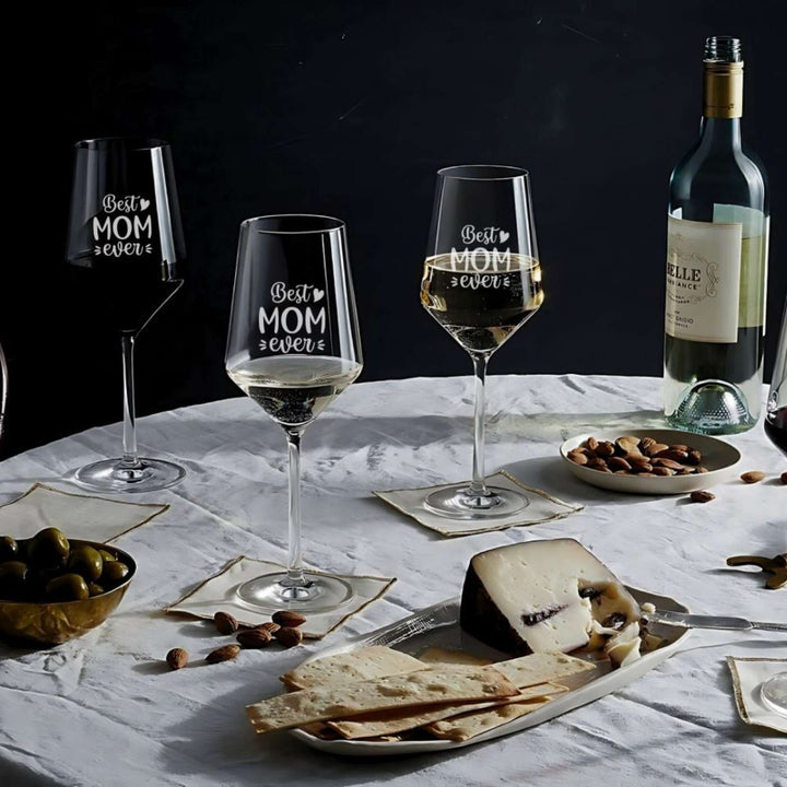 Engraved  Best Mom Ever Theme Wine Glass | 435 ml