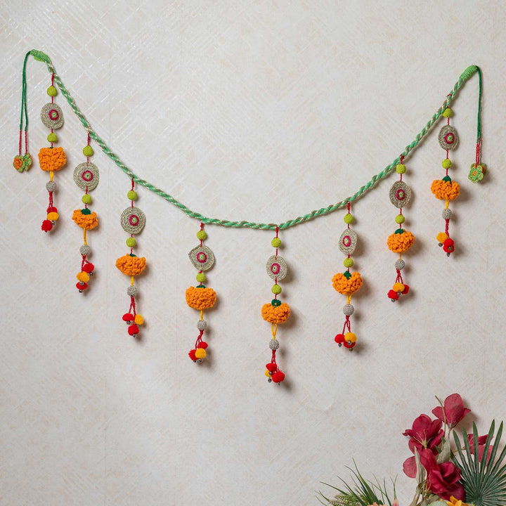 49 Inch | Intricate Realistic Crochet Marigold Devi Design Cotton Toran