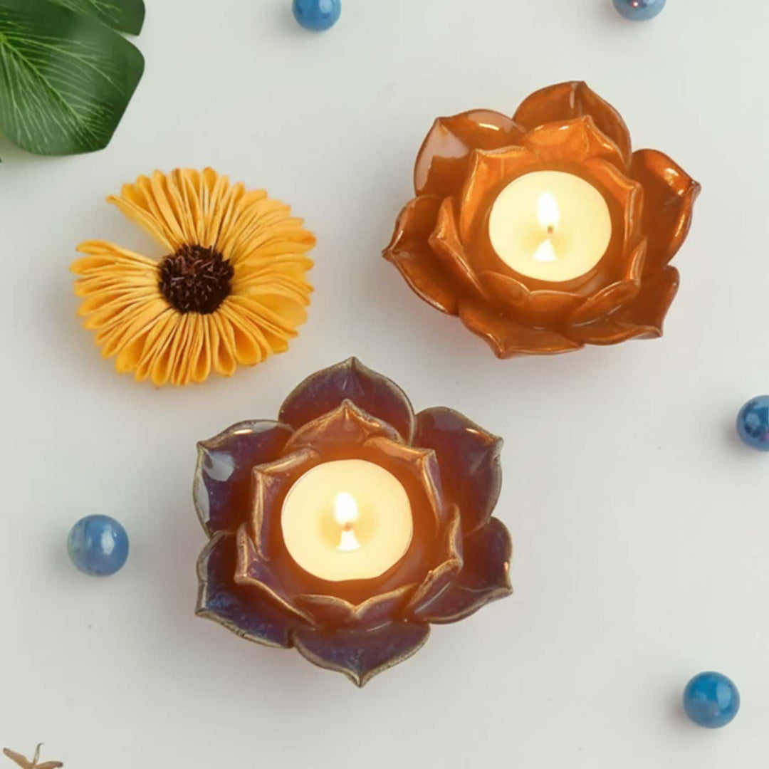 Handmade Petal Glow Ceramic Tealight Holder